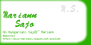 mariann sajo business card